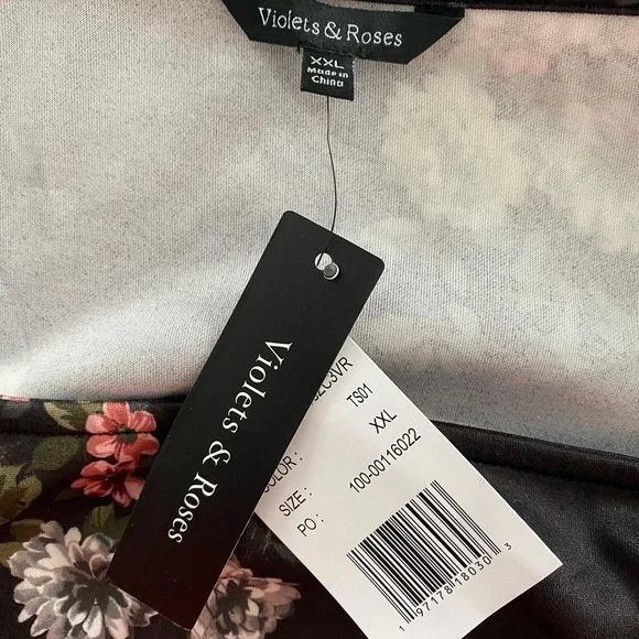 Violets & Roses Long Sleeve Black Floral Blouse Top NWT Size XXL - Picture 4 of 6